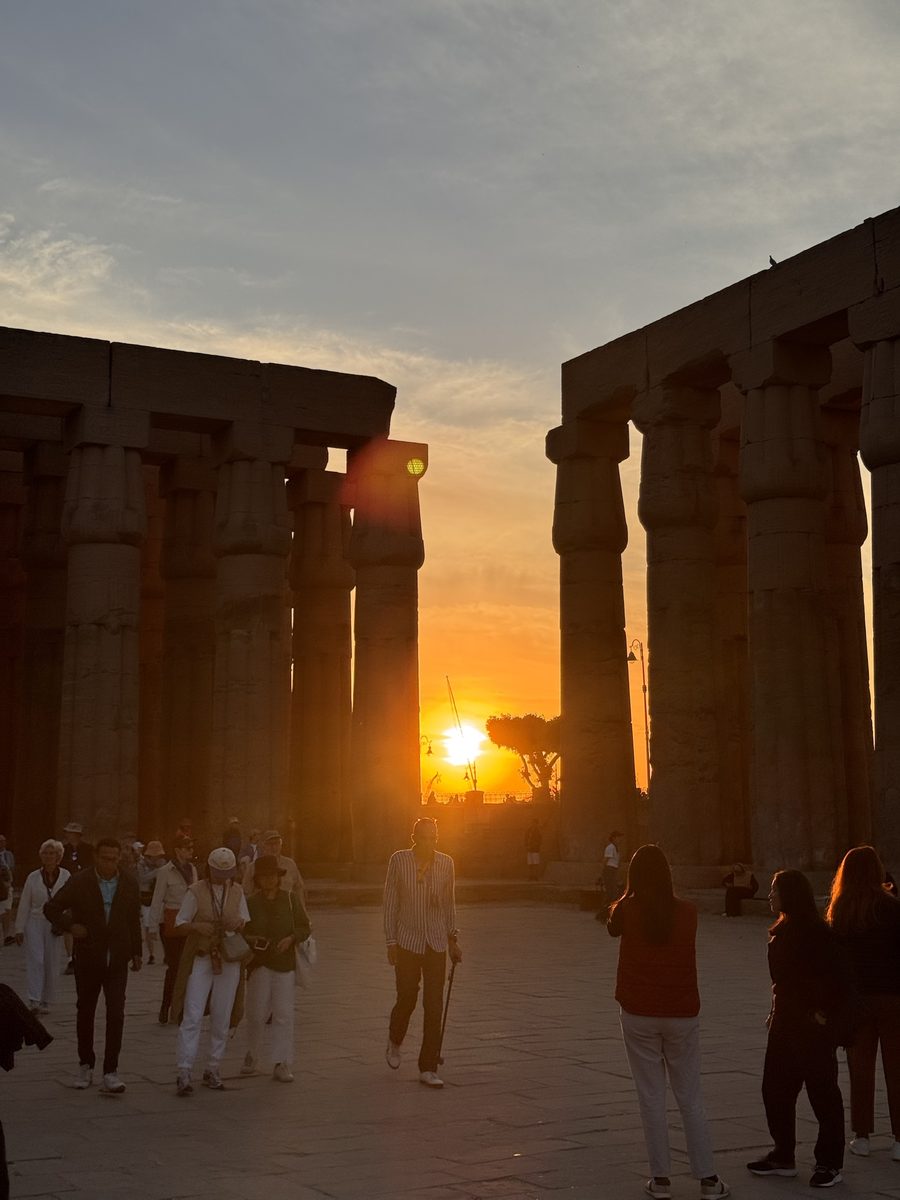 Columns of Luxor Temple silhouetted at sunset